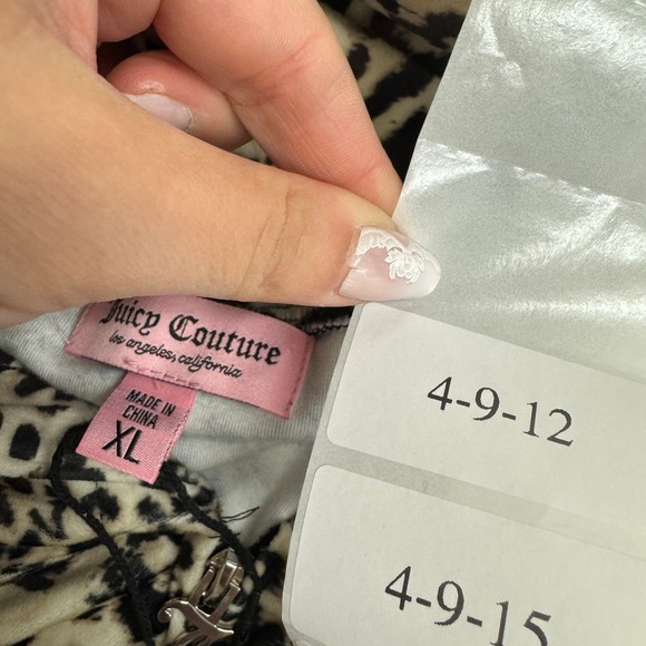 Juicy Couture Jacket Womens X Large Leopard Velour Zip Up Rhinestone Hoodie - Picture 3 of 8